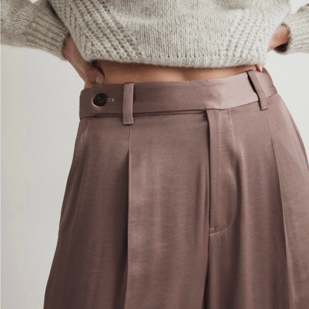 Madewell The Harlow Wide-Leg Pant in Satin Size 10 Iced Mocha NWT - Picture 2 of 10